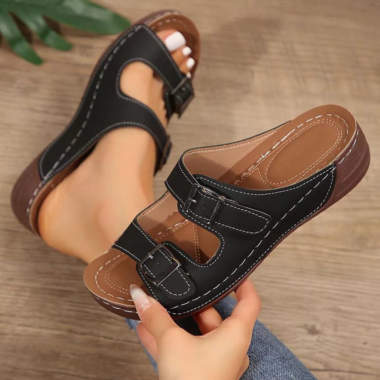 Wholesale plus size Slippers Women's Wedge Flower Bohemian Women's Shoes